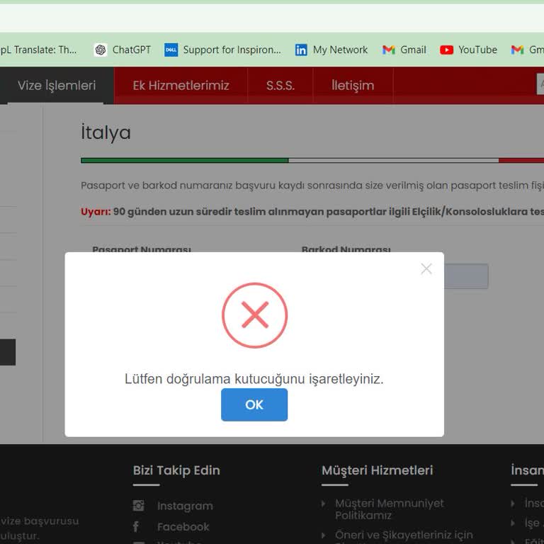iData Lütfen Doğrulama Kutucuğunu İşaretleyin - Başvuru Takip Yapılamıyor