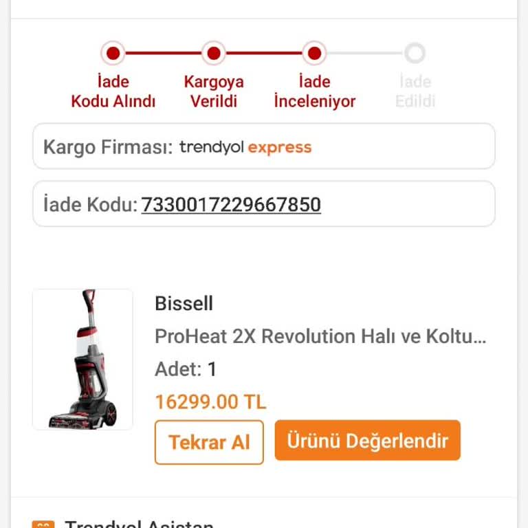 Bissell Türkiye Bitmeyen İade Süreci, Hatalı Ürün