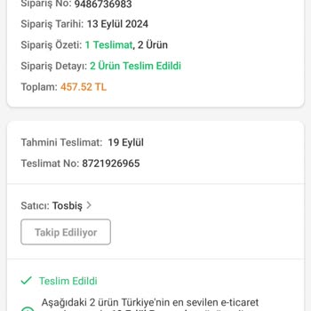 Trendyol Ve Tosbiş Mağazasından Şikayetçiyim.