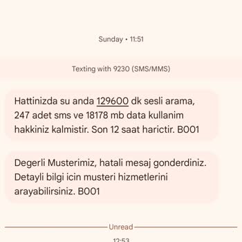 Bimcell Kalan Dakika Bilgisi