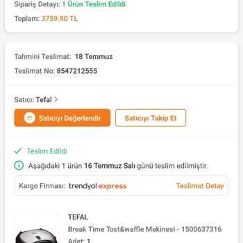 Tefal Break Time Tost Makinenin Parçaları Dayanaksız