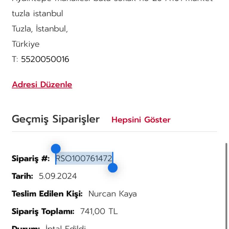 Rossmann Siparişin İptal Edilmesi