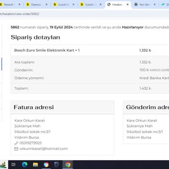 Turkuaz Isı Kombiyedekparcaal.com İnternet Sitesinden Şikayetçiyim