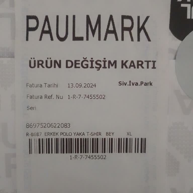 PaulMark Ürün Değişimi Yerine Beden Değişimi Yapılmak İstenmesi