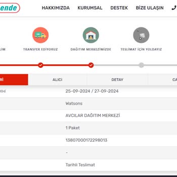 Watsons Siparişim Kargomsende Paketimi Ulaştırmaması