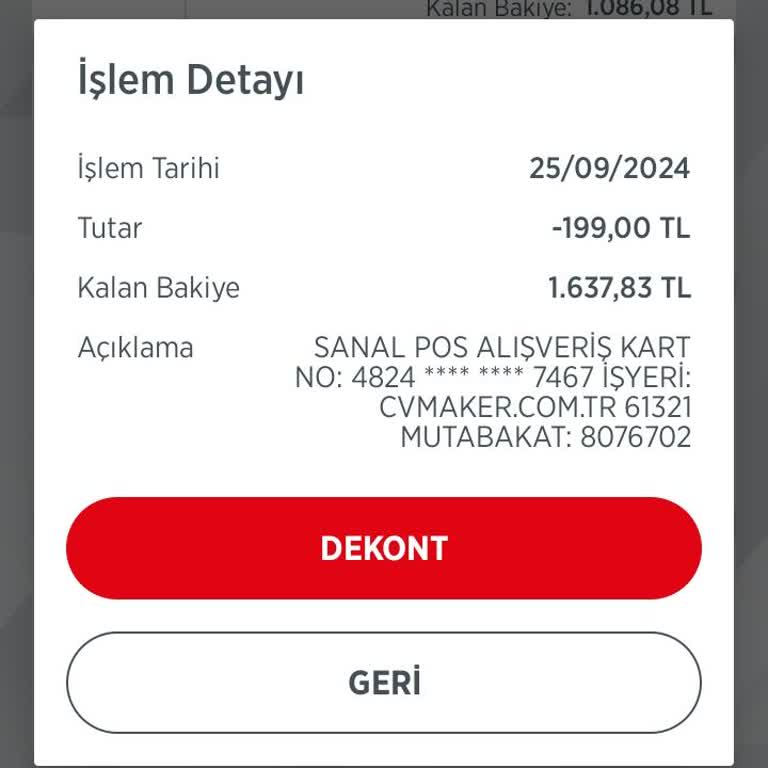 Cvmaker.com.tr Hesabımdan İzinsiz Para Çekimi