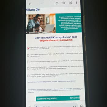 Allianz Hayat ve Emeklilik Allianz BES İptalinde Biriken Parayı Ödememesi.