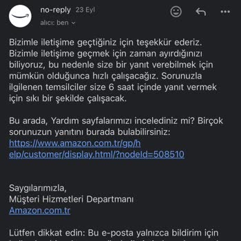 Amazon Para İadesi Gerçekleştirilemedi