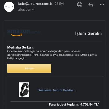 Amazon Para İadesi Gerçekleştirilemedi