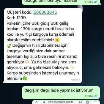 Şule Giyim İade Kabul Etmeme