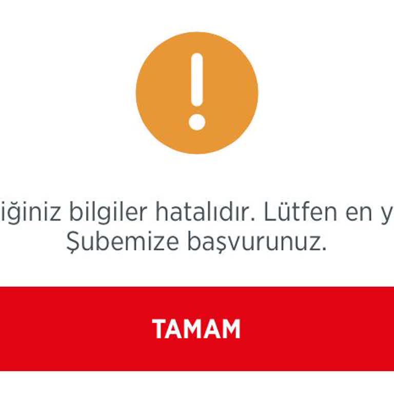 Ziraat Bankası Online Kayıt Bilgi Hatası