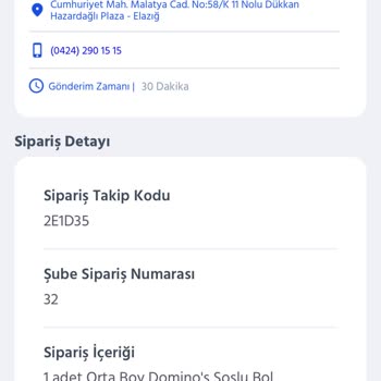Elazığ Domino's Şubesi İsteklerimi Dikkate Almıyor