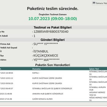 UPS Turkey devolvió mi paquete sin mi permiso