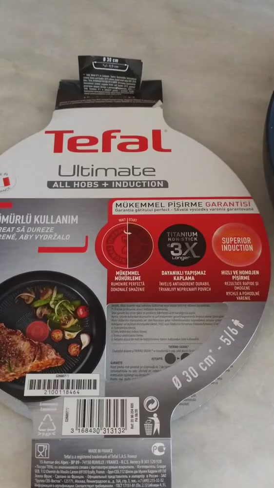 Tefal 30 Cm Titanium 3X Sartén Se Pega Portada de vídeo
