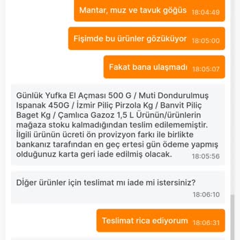 Migros Sanal Market Ürünlerimi Vermiyor