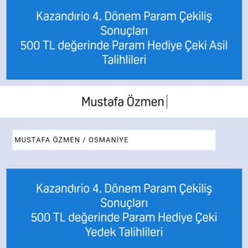 Kazandırio 500 TL Yatmadı