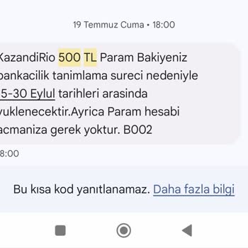 Kazandırio 500 TL Yatmadı