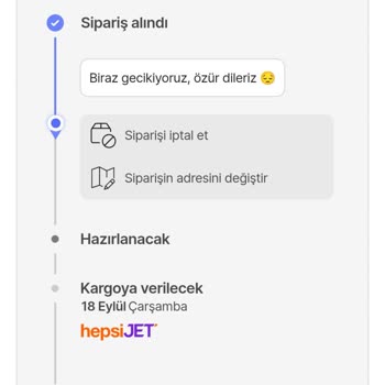 Hepsiburada Ürün Kargoya Verilmedi