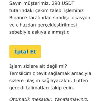 Binance'ten Gelen Şüpheli Mailler Hakkında Yardım Talebi