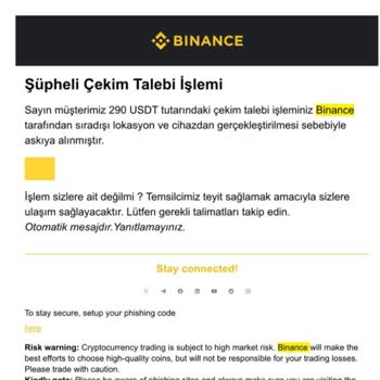 Binance'ten Gelen Şüpheli Mailler Hakkında Yardım Talebi