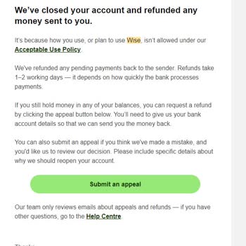 Wise desactivó mi cuenta sin razón, no puedo acceder a mi cuenta