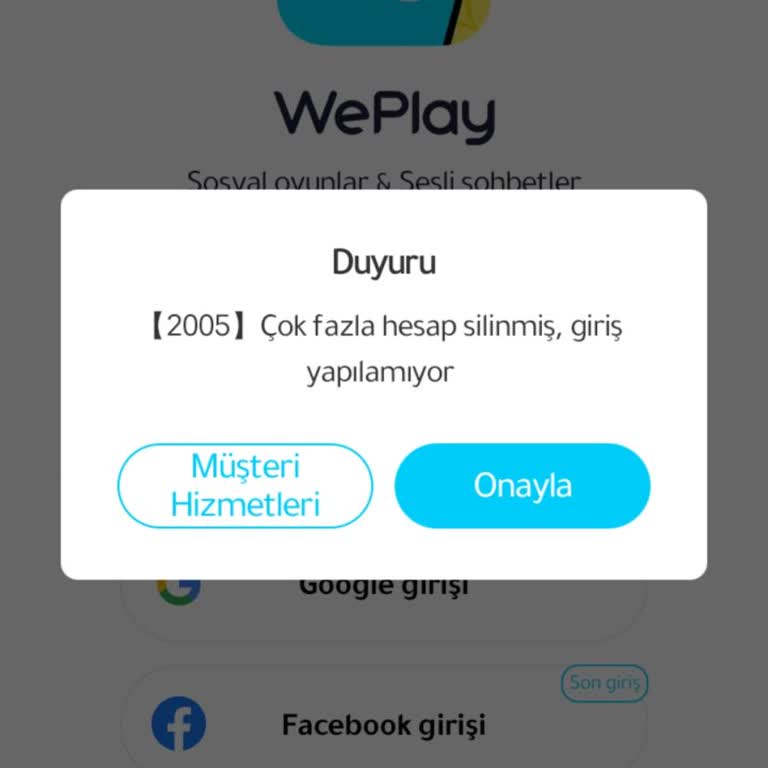 WePlay [2005] Çok Fazla Hesap Silindi, Giriş Yapılamıyor Hatası.
