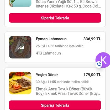 Yemeksepeti Yemek Siparişi Teslim Edilmedi Ve Para İadesi Yapılmadı