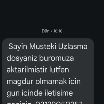 Ta Uzlaşma (SMS) Gelen SMS