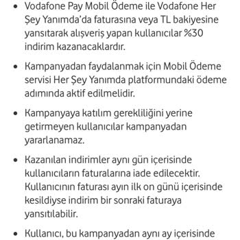 Vodafone Her Şey Yanımda %30 İndirim Sorunu