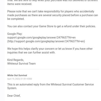 Compras no autorizadas en Whiteout Survival de Century Games