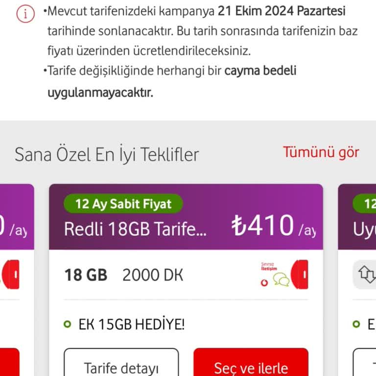 Vodafone Tarife Fiyatlarındaki Tutarsızlık