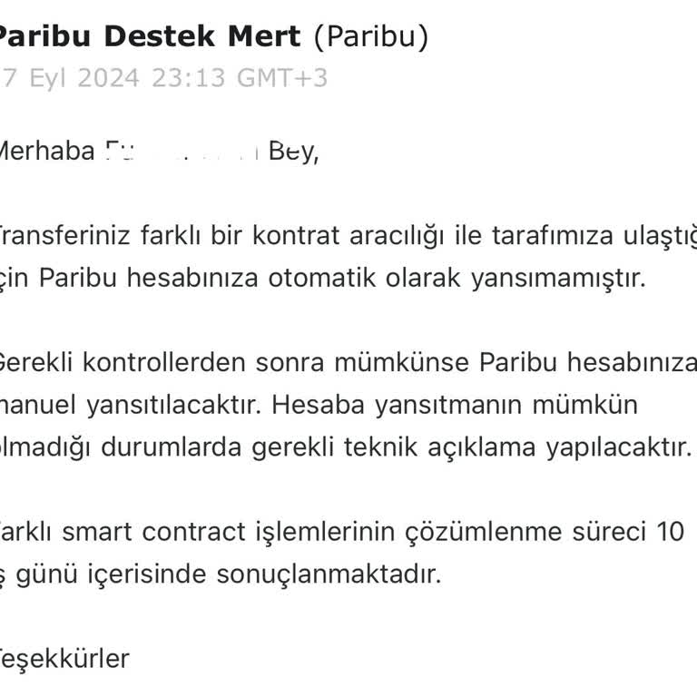 Paribu Hesabıma Gönderdiğim Para Hala Hesabıma Geçmedi