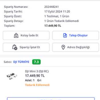 Dji Pazarama Ve Djı Türkiye Satıcısı, Tedarik Edilemeyen Ürün