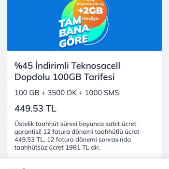 TeknosaCell 1200 TL Fatura