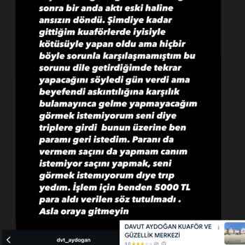 Davut Aydoğan Kuaför Ve Güzellik Merkezi Güzellik Merkezi Hizmet Kalitesi