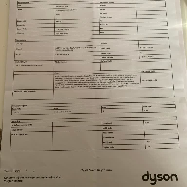 Dyson V11 Parça Temini