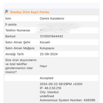 Kutupayısı Beyanım Alınmadan Değiştirilen Ürün