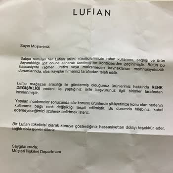 Lufian Ayıplı Ürün Renk Atması