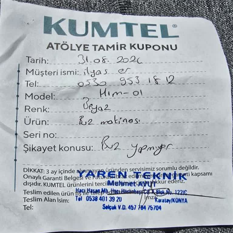 Kumtel Servis (Yaren Teknik Konya) Ve Müşteri Hizmetleri Şikayeti