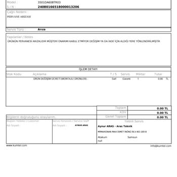 Kumtel Davlumbaz Bozuk Geldi Değişim Yapmıyor