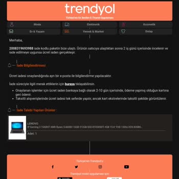 Trendyol Lenovo DOA-DEĞİŞİM Formunda Yasa Dışı İşlem Yapıyor Tkk 11