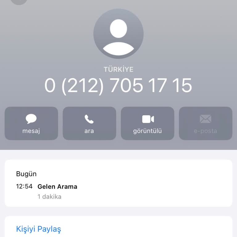 0212 705 17 15 Numaralı Telefondan İzinsiz Ve Şüpheli Arama Aldım