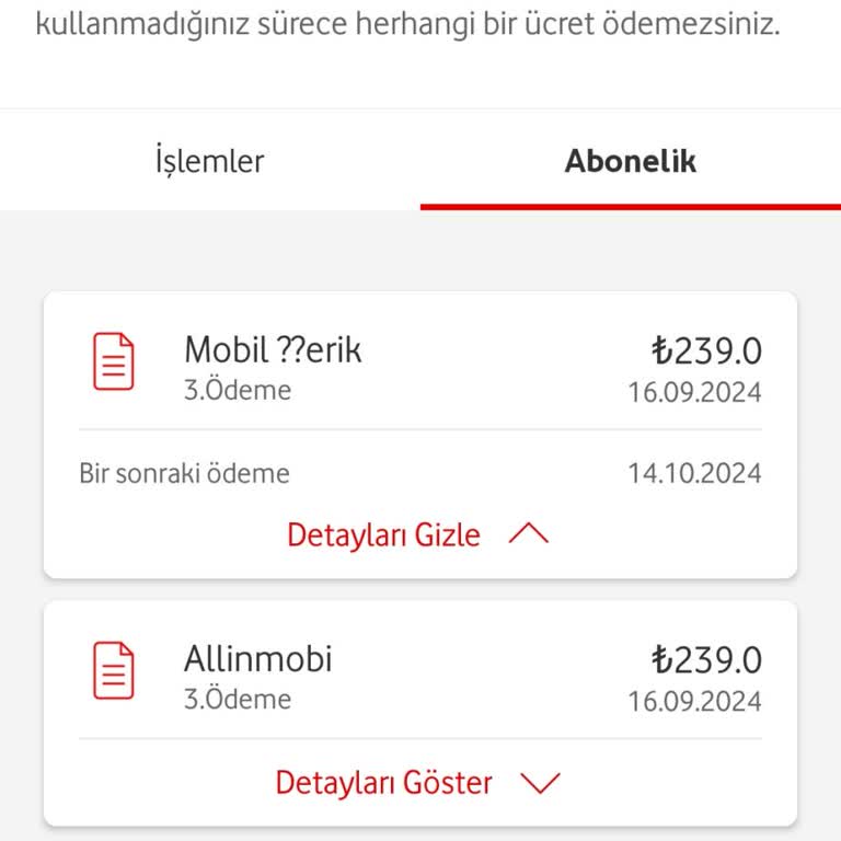 Vodafone Faturamda İstenmeyen Üyelik Sorunu