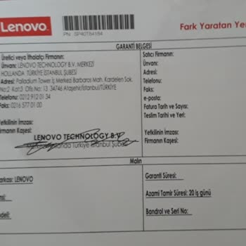 Lenovo Bilgisayar Lenovo DOA-DEĞİŞİM Forma Rağmen Tüketici Koruma Kanununa Uymuyor