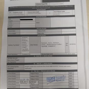 Lenovo Bilgisayar Lenovo DOA-DEĞİŞİM Forma Rağmen Tüketici Koruma Kanununa Uymuyor