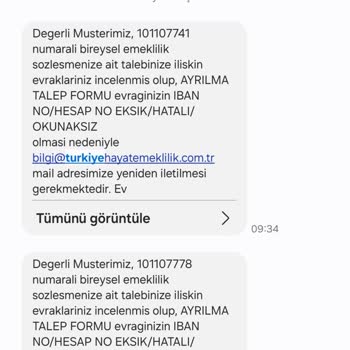 Türkiye Emeklilik BES İptali Para İadesi İşlemlerinin Gerçekleşmemesi