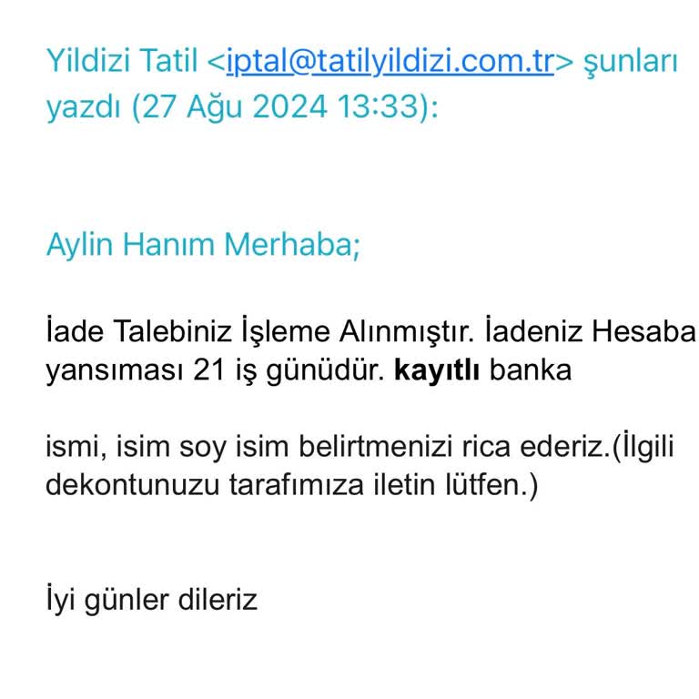 Tatil Yıldızı Tur Şirketi Mağduriyet