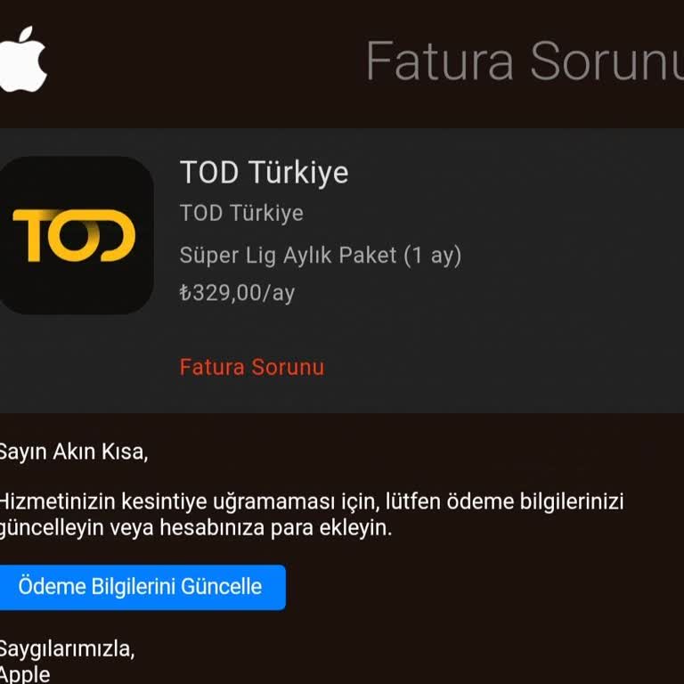 TOD Tv Olmayan Üyelik İçin Sürekli Aylık Para Alma