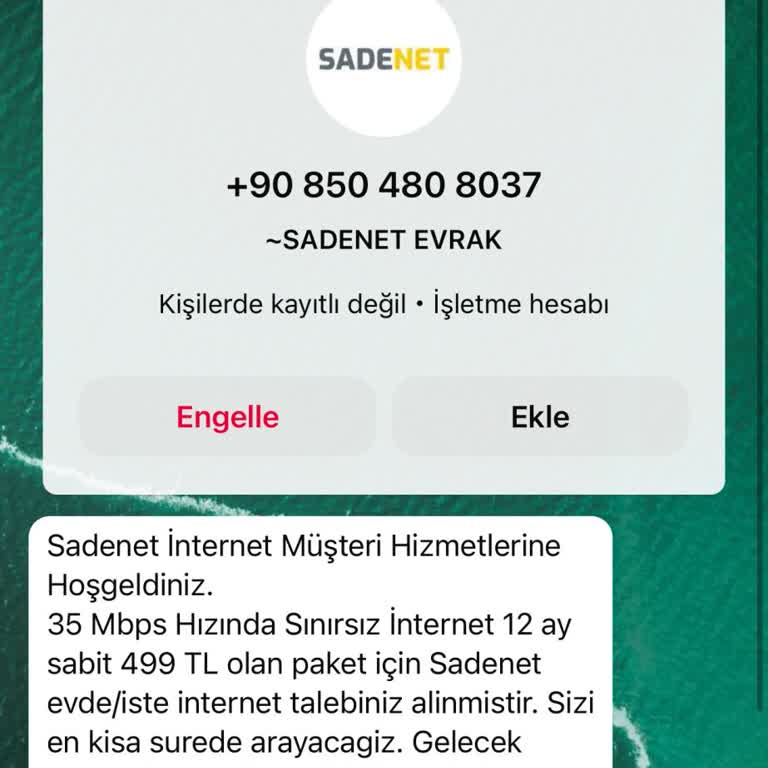 Sadenet TurkNet Müşteri Hizmetlerini Ararken Telefonu Açıp Düm