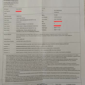 Tecno Camon 20 Kamera Şikayeti Ve KVK Teknik Servis Problemi